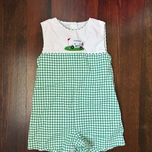 Golf Green and White Checkered Sleeveless Romper